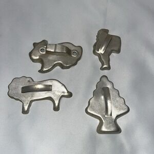Vintage 1950's Set Of 4 Metal Cookie Cutters With‎ Handles